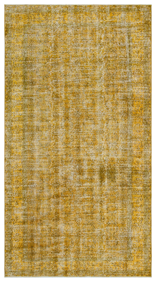 Atina Yellow Vintage Wool Handmade Area Rug 4'5" x 10'4"