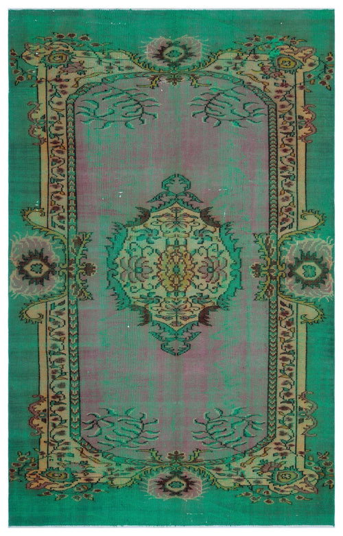 Atina Green Vintage Wool Handmade Area Rug 5'9" x 9'3"