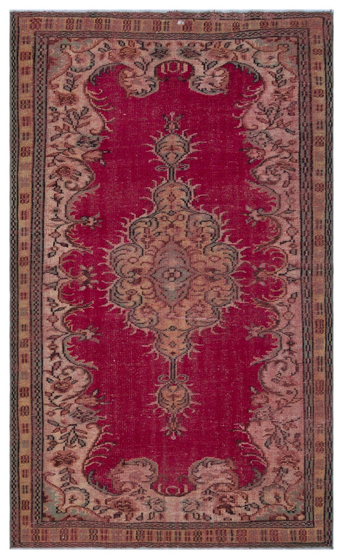 Atina Red Vintage Wool Handmade Area Rug 5'1" x 8'7"