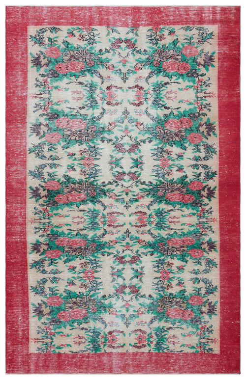 Atina Cream Vintage Wool Handmade Area Rug 5'9" x 9'1"