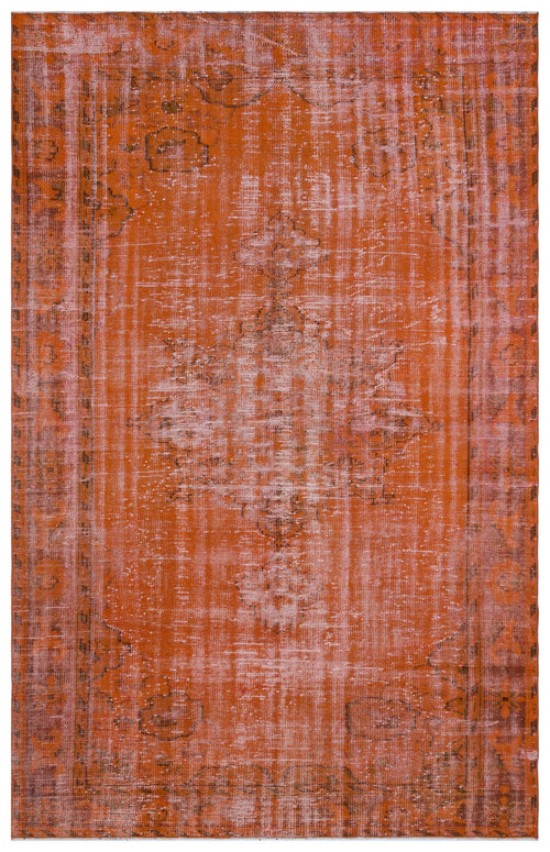 Atina Orange Vintage Wool Handmade Area Rug 6'3" x 9'11"
