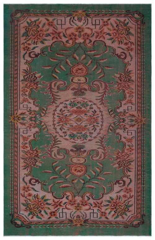 Atina Green Vintage Wool Handmade Area Rug 5'7" x 8'8"