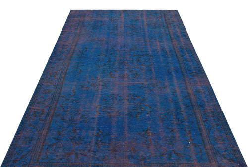 Atina Blue Vintage Wool Handmade Area Rug 4'11" x 8'11"