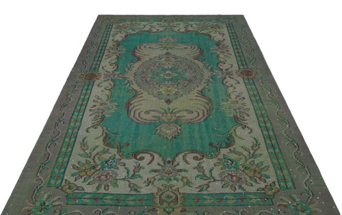 Atina Green Vintage Wool Handmade Area Rug 5'7" x 8'10"