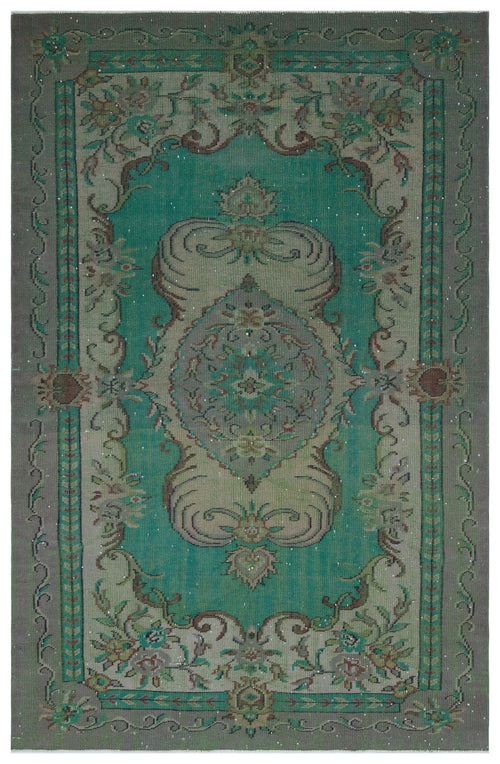 Atina Green Vintage Wool Handmade Area Rug 5'7" x 8'10"