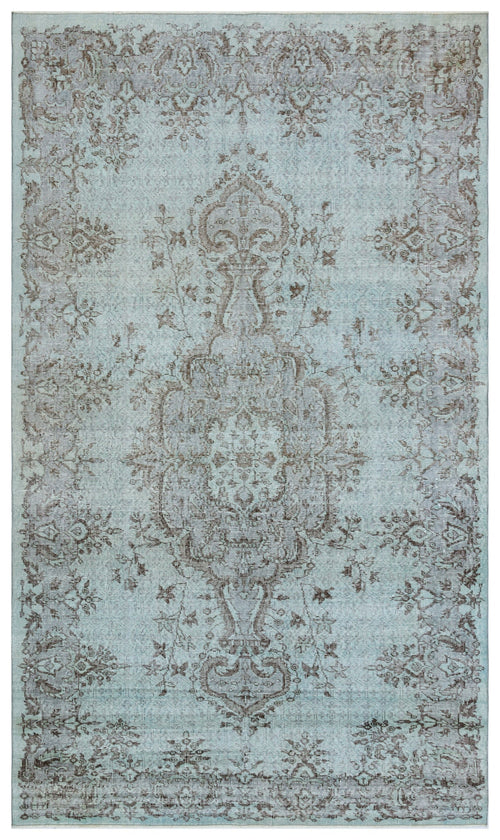 Atina Blue Vintage Wool Handmade Area Rug 5'5" x 9'2"