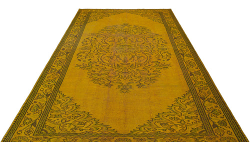 Atina Yellow Vintage Wool Handmade Area Rug 6'4" x 9'3"