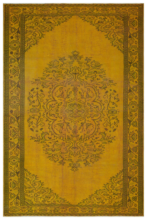 Atina Yellow Vintage Wool Handmade Area Rug 6'4" x 9'3"