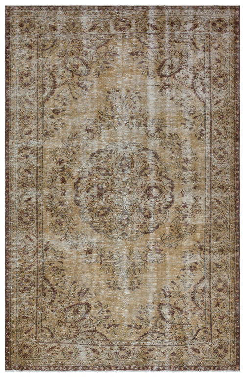 Atina Beige Vintage Wool Handmade Area Rug 6'2" x 9'6"