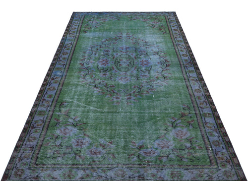 Atina Green Vintage Wool Handmade Area Rug 4'9" x 8'3"