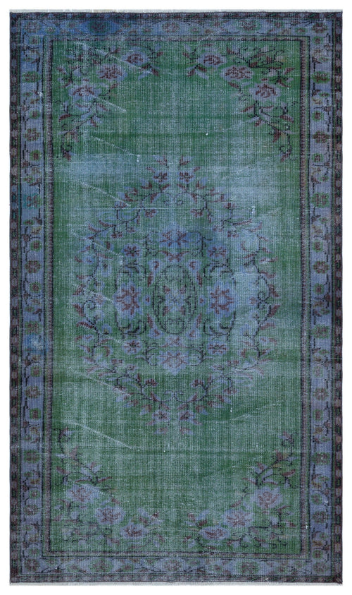 Atina Green Vintage Wool Handmade Area Rug 4'9" x 8'3"