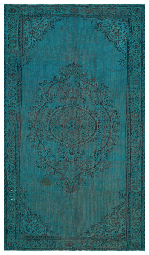 Atina Turquoise Vintage Wool Handmade Area Rug 5'5" x 8'6"