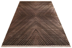 Machine Made Area Rug - Anthracite Zigzag Flatweave Carpet with Anti Slip