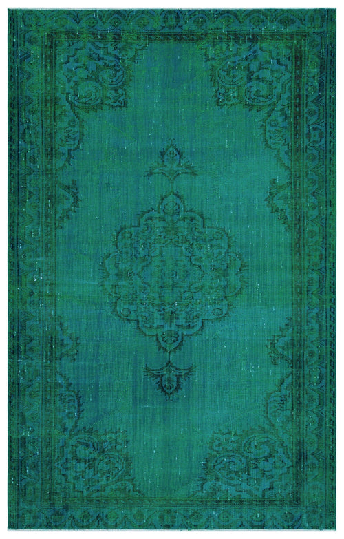 Atina Turquoise Vintage Wool Handmade Area Rug 5'6" x 8'10"