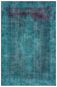 Atina Turquoise Vintage Wool Handmade Area Rug 6'9" x 10'4"