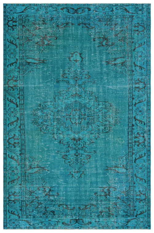 Atina Turquoise Vintage Wool Handmade Area Rug 6'1" x 8'11"