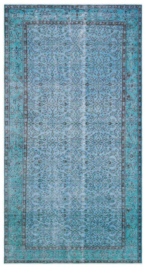 Atina Blue Vintage Wool Handmade Area Rug 4'9" x 8'8"