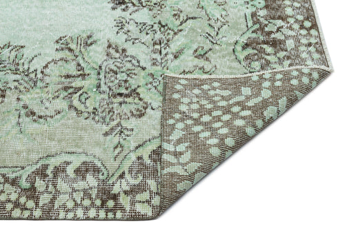 Atina Green Vintage Wool Handmade Area Rug 5'6" x 9'7"