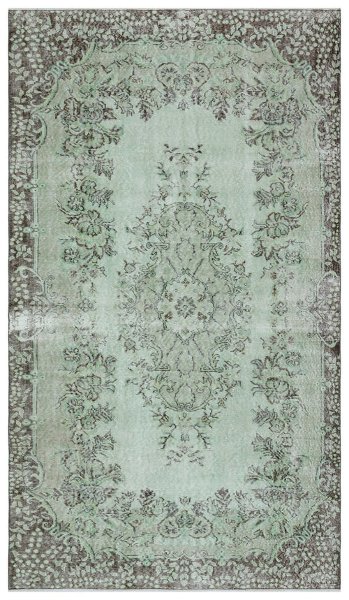 Atina Green Vintage Wool Handmade Area Rug 5'6" x 9'7"