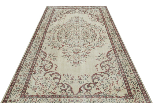 Atina Beige Vintage Wool Handmade Area Rug 5'4" x 9'4"