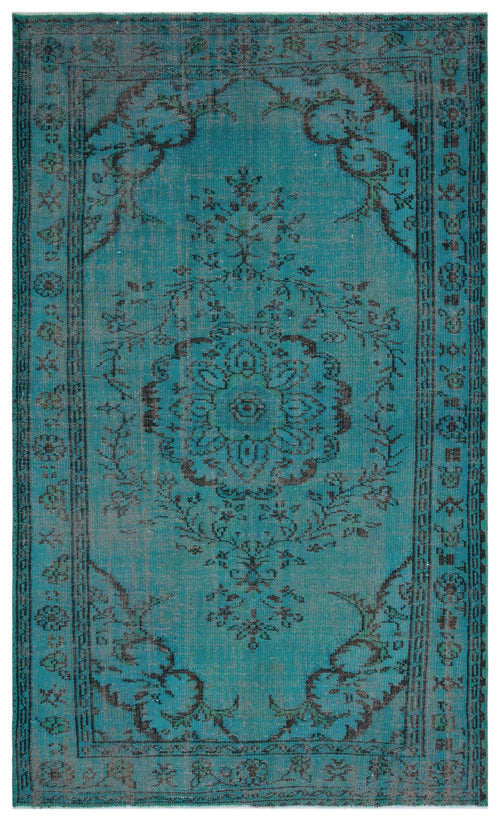 Atina Turquoise Vintage Wool Handmade Area Rug 5'5" x 9'0"