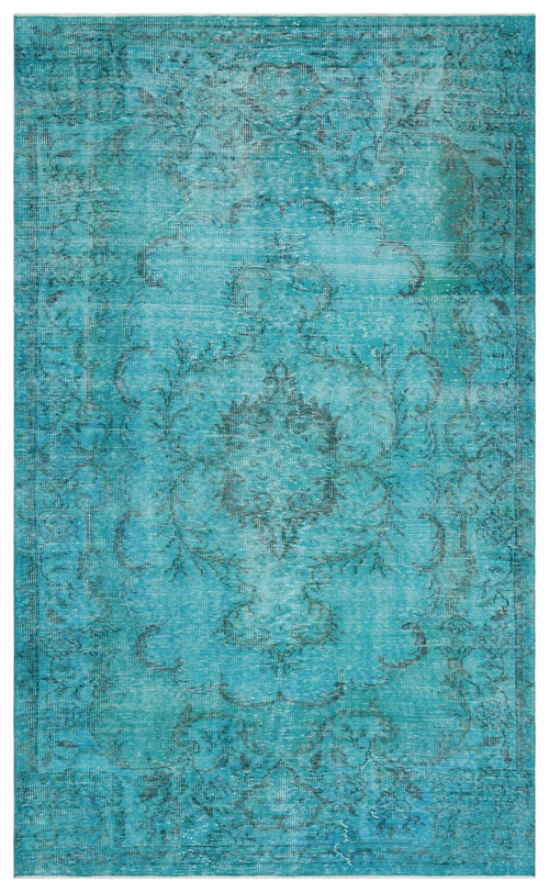 Atina Turquoise Vintage Wool Handmade Area Rug 5'7" x 9'3"