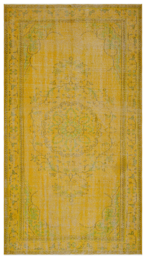 Atina Yellow Vintage Wool Handmade Area Rug 5'3" x 9'4"
