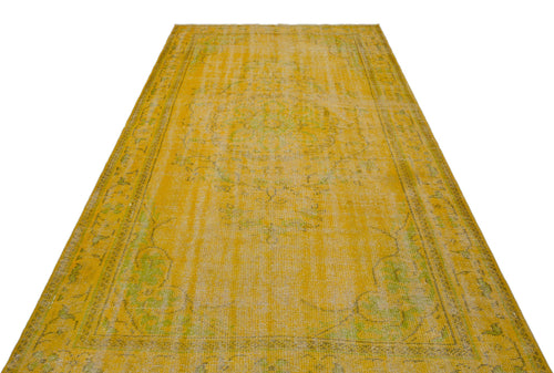 Atina Yellow Vintage Wool Handmade Area Rug 5'3" x 9'4"
