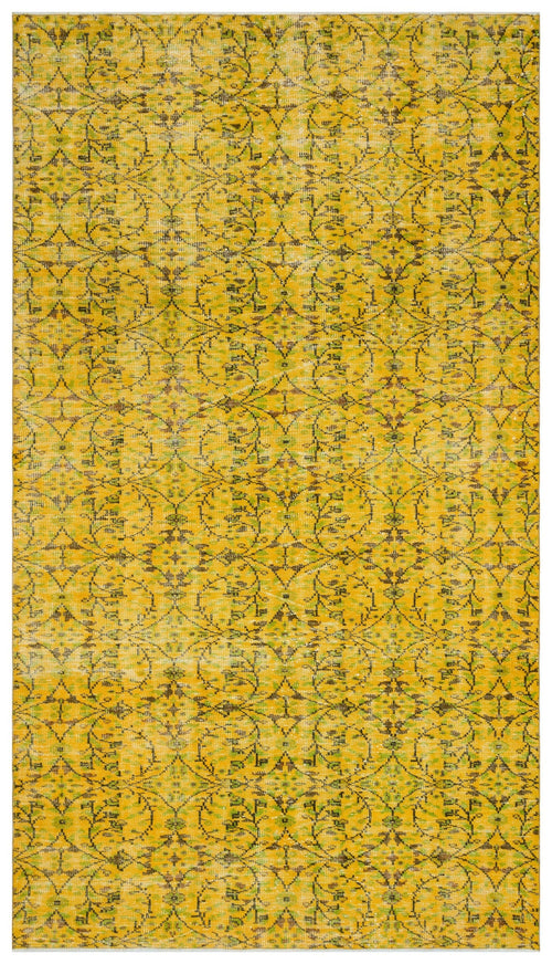 Atina Yellow Vintage Wool Handmade Area Rug 6'2" x 11'0"