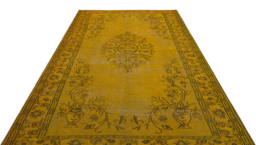 Atina Yellow Vintage Wool Handmade Area Rug 6'5" x 9'8"