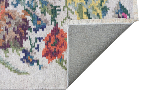 Orange White Kilim – Floral Patterned Rug | Washable Non Slip Soft Texture Carpet