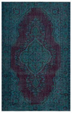 Atina Turquoise Vintage Wool Handmade Area Rug 5'9" x 8'11"
