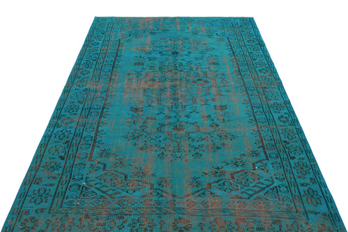 Atina Turquoise Vintage Wool Handmade Area Rug 5'0" x 7'6"