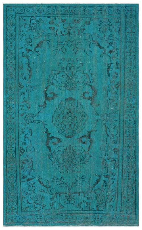 Atina Turquoise Vintage Wool Handmade Area Rug 5'5" x 8'10"