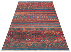 Red Striped Kilim - Modern Patterned Rug | Soft Texture Washable Carpet