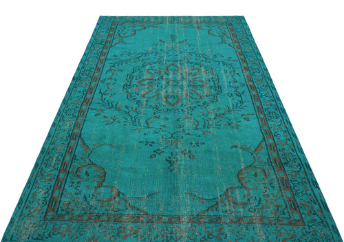 Atina Turquoise Vintage Wool Handmade Area Rug 4'11" x 8'1"
