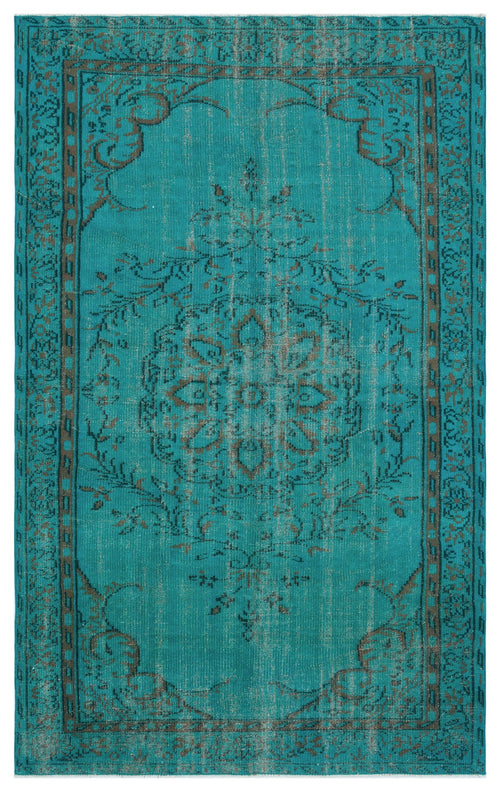 Atina Turquoise Vintage Wool Handmade Area Rug 4'11" x 8'1"