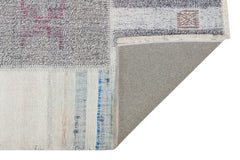 Patchwork Area Rug – Machine Made Grey Kilim Rug with Soft Texture Carpet