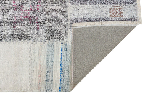 Patchwork Area Rug – Machine Made Grey Kilim Rug with Soft Texture Carpet