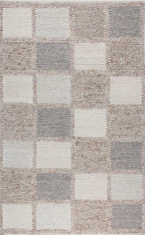 Hand-Knitted Rug – Beige Geometric Area Rug | Natural Fiber Carpet, Soft Texture