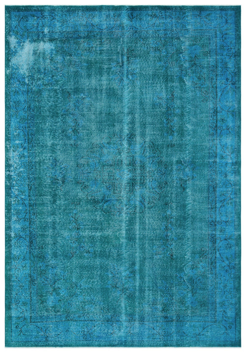 Atina Turquoise Vintage Wool Handmade Area Rug 6'10" x 9'10"