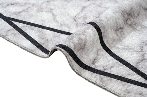 Grey Marble Area Rug – Digital Print Cotton Chenille Carpet for Living Room