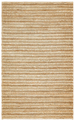 Beige Jute Rug - Hand Woven Natural Fiber Striped Area Rug for Living Room