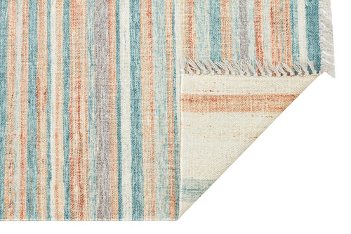 Blue Striped Cotton Kilim – Washable Cotton Rug | Double Sided, Fluff Resistant