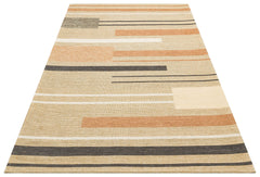 Beige Cotton Kilim - Striped Kilim Rug | Modern Woven Cotton Rug, Non Slip