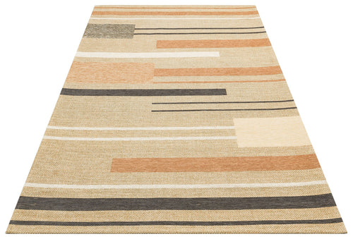 Beige Cotton Kilim - Striped Kilim Rug | Modern Woven Cotton Rug, Non Slip