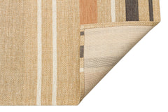 Beige Cotton Kilim - Striped Kilim Rug | Modern Woven Cotton Rug, Non Slip