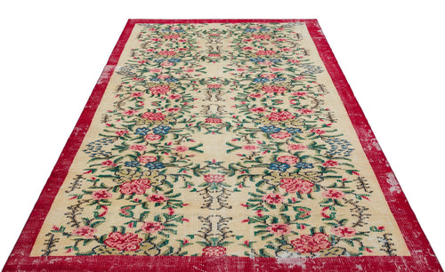 Atina Cream Vintage Wool Handmade Area Rug 5'10" x 8'10"