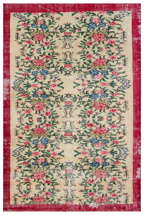 Atina Cream Vintage Wool Handmade Area Rug 5'10" x 8'10"
