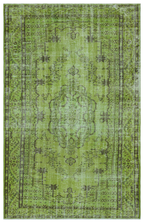 Atina Green Vintage Wool Handmade Area Rug 6'4" x 9'5"